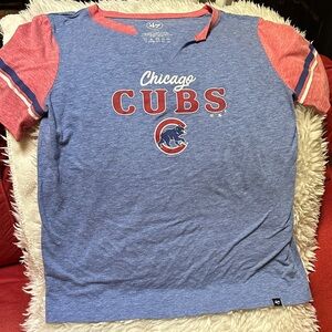 47 brand Chicago Cubs Blue and Red Short Sleeve Tee